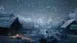 Magische Winternacht im verschneiten Dorf – Digitale Fantasielandschaft