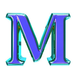 Blue symbol in a turquoise frame. letter m