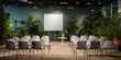Seminar Room Setup: Modern with Nature-Inspired Decor for Workshops and Meetings - Professional Development, Educational Events, Corporate Retreat, Learning Space, Eco-Friendly Design