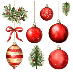 Sticker - Christmas Decor Clipart Watercolor on a transparent background