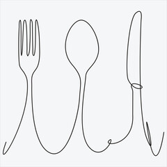 Continuous line hand drawing vector illustration spoon art 