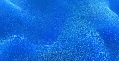 Poster - Dense field of blue particles, creating a dynamic and textured background suitable for high-tech graphics and designs. 3D render