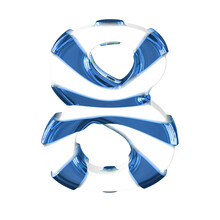 White Symbol With Thick Blue Straps. Number 8