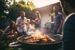 © Sarinrata - Friends celebrating a party by having a barbecue in the backyard of the house. enjoying friendship and good company.