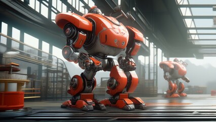 Wall Mural - ai robot factory cinematic wallpaper