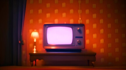 Poster - A graphic representation of a classic 1950s television set with rabbit ears, symbolizing the golden age of television. 