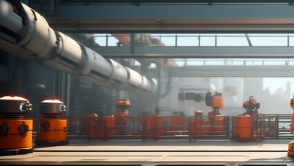 Wall Mural - ai robot factory cinematic wallpaper