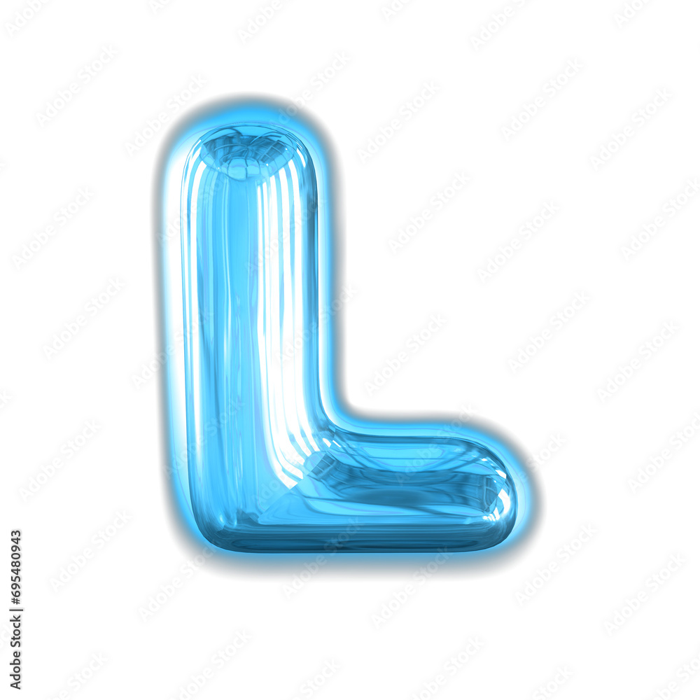 Blue inflatable symbol with glow. letter l Stock Illustration | Adobe Stock