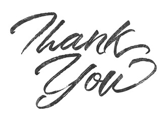 Poster - Thank You written in brush script font with marker ink effect isolated on transparent background