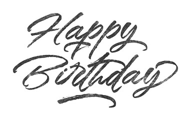 Poster - Happy Birthday written in brush script font with marker ink effect isolated on transparent background