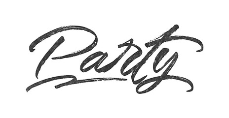 Poster - Word Party written in brush script font with marker ink effect isolated on transparent background