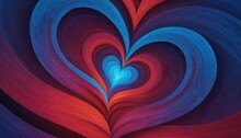  A Painting Of A Red And Blue Heart With Swirls Of Red, Blue, And Purple In The Center.
