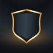 golden metallic security shield badge design vector