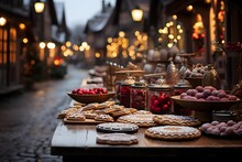Traditional Christmas Market In The Old Town Of Riga, Latvia.