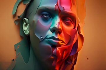Poster - A digital artwork featuring distorted and exaggerated forms, reflecting the distorted perceptions that can accompany bipolar states.