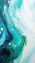 Wall Mural - A close up of a painting of blue and green.