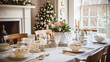 Christmas holiday family breakfast, table setting decor and festive tablescape, English country and home styling