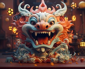 Wall Mural - A statue of a Chinese dragon. New Year's celebrations.