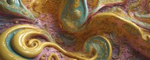 A Close Up Of A Painting With A Yellow And Blue Swirl