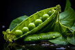 Generative AI illustration of fresh green raw peas in their pod