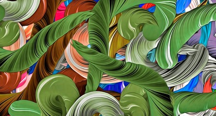 Poster - Abstract psychedelic fractal background of stylized watercolor illustration, colored chaotically blurred spots and paint strokes of different sizes and shapes