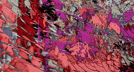 Poster - Abstract psychedelic fractal background of stylized watercolor illustration, colored chaotically blurred spots and paint strokes of different sizes and shapes