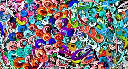 Poster - Abstract psychedelic fractal background of stylized watercolor illustration, colored chaotically blurred spots and paint strokes of different sizes and shapes