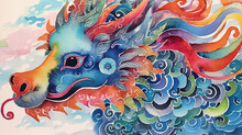 Dragon-themed Artwork: Blend Of Tradition And Modernity With Watercolor/gouache Techniques. Generative Ai