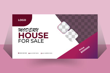 Wall Mural - Professional house Facebook cover page timeline web ad banner template with photo place modern layout 