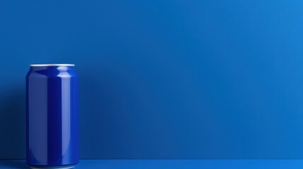 Sticker - A blue can of soda sitting on a table next to it, AI