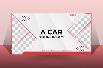 Wall Mural - Professional car sale Facebook cover page timeline web ad banner template with photo place modern layout white background template