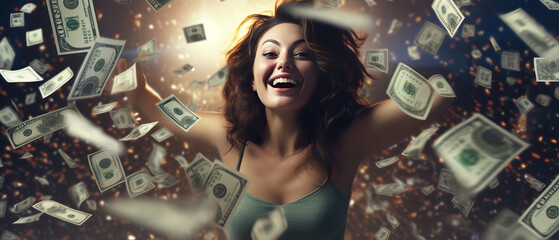 Euro Millions win, ecstatic HD photo, envisioning life change, Generative AI