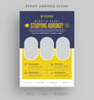 Study abroad flyer, Student visa and School admission flyer, Editable online learning or higher education print flyer template.