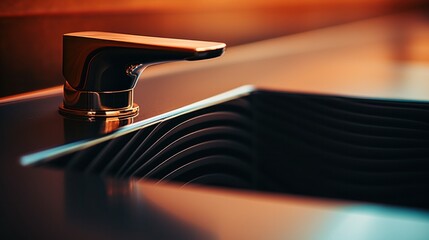 Wall Mural - A close up of a sink with the faucet on it, AI