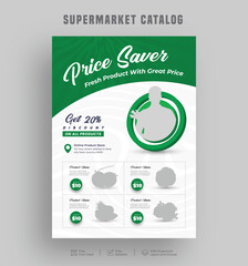 Wall Mural - editable product sale supermarket flyer or catalogue design, price menu, super shop grocery sale pos