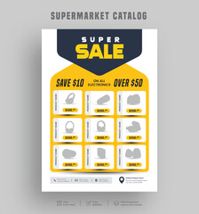 Wall Mural - editable product sale supermarket flyer or catalogue design, price menu, super shop grocery sale pos