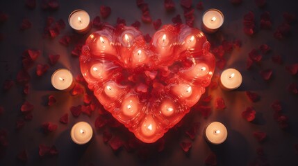 Canvas Print - burning candles in the shape of hearts.