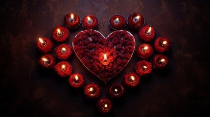 Canvas Print - burning candles in the shape of hearts.