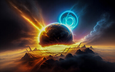 Wall Mural - black hole planets stars abstraction illusion something that is not