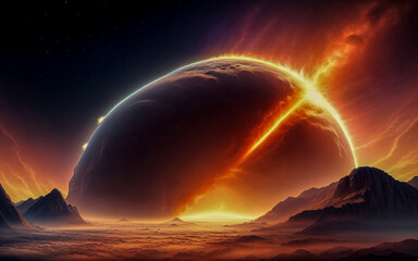 Wall Mural - black hole planets stars abstraction illusion something that is not