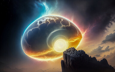 Wall Mural - black hole planets stars abstraction illusion something that is not