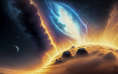 Wall Mural - black hole planets stars abstraction illusion something that is not