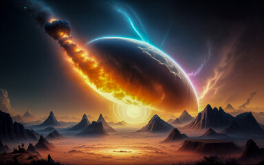 Wall Mural - black hole planets stars abstraction illusion something that is not