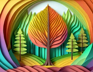 Sticker - representation of colorful tree, layers, crafts, life