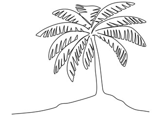Wall Mural - Palm one line drawing vector illustration.