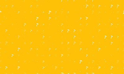 Poster - Seamless background pattern of evenly spaced white axe symbols of different sizes and opacity. Vector illustration on amber background with stars