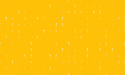 Poster - Seamless background pattern of evenly spaced white mallet symbols of different sizes and opacity. Vector illustration on amber background with stars