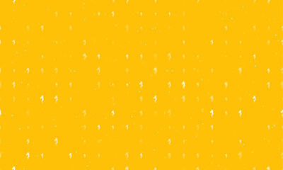 Poster - Seamless background pattern of evenly spaced white enchantress symbols of different sizes and opacity. Vector illustration on amber background with stars