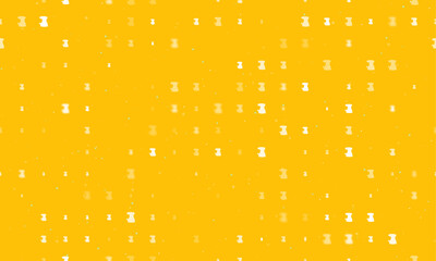 Poster - Seamless background pattern of evenly spaced white sanding machine symbols of different sizes and opacity. Vector illustration on amber background with stars