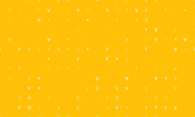 Poster - Seamless background pattern of evenly spaced white deer head symbols of different sizes and opacity. Vector illustration on amber background with stars